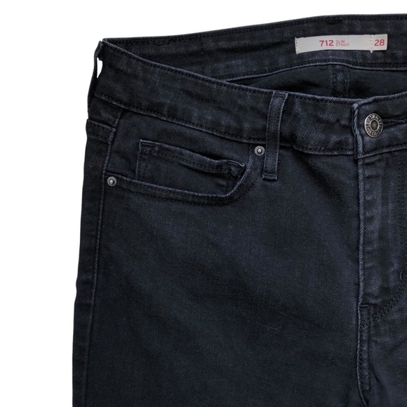 Levi’s 712 Slim Denim Jeans – Soft Black – Women’s Size 28 - Picture 4 of 12